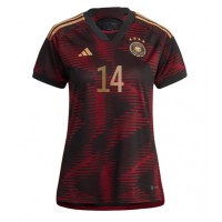 Koszulka piłkarska Niemcy Jamal Musiala #14 Strój wyjazdowy dla kobiety MŚ 2022 tanio Krótki Rękaw